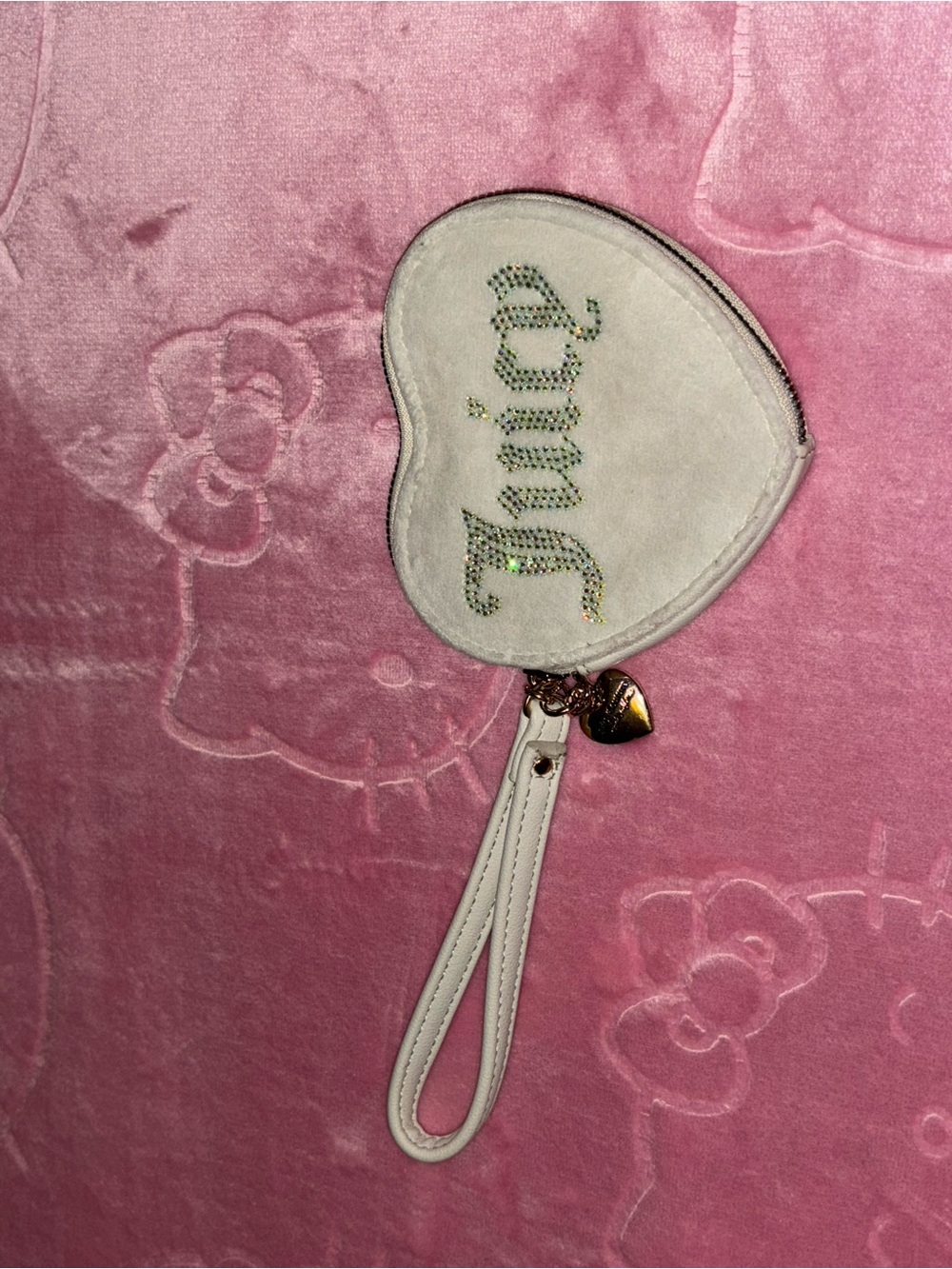 White Heart Wristlet Bag with Crystal 'Juicy' Accent